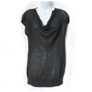 Splendid dark gray draped neck tissue light weight tunic length top.Size M